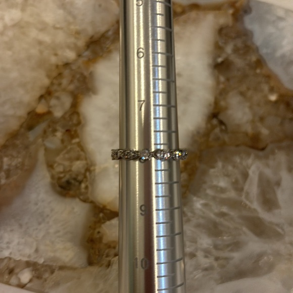 Three Sterling Silver CZ Stacking Rings Featuring Simulated Blue Sapphires SZ 8+ - Picture 6 of 8